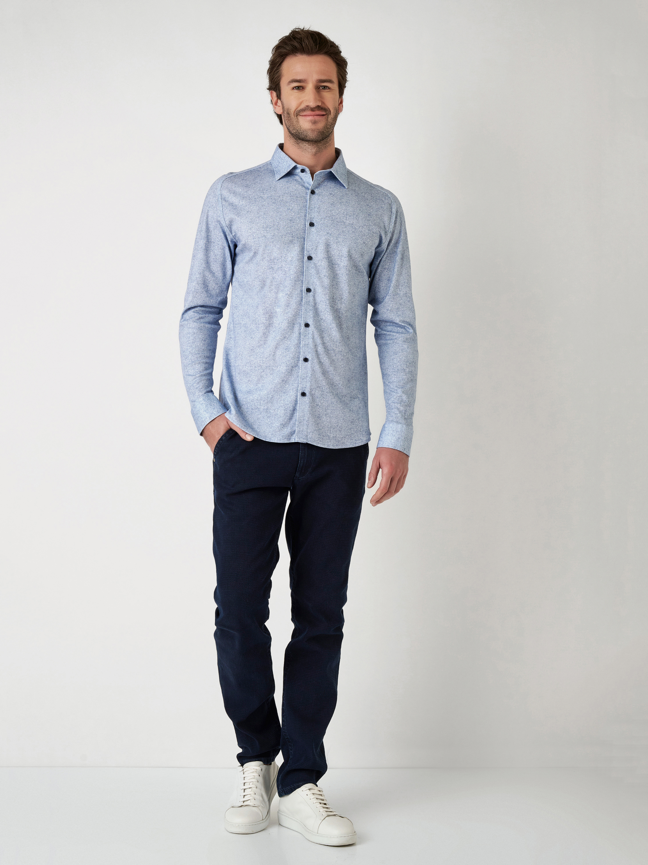 Hemd | Style »Casual Kent« light blue flannel