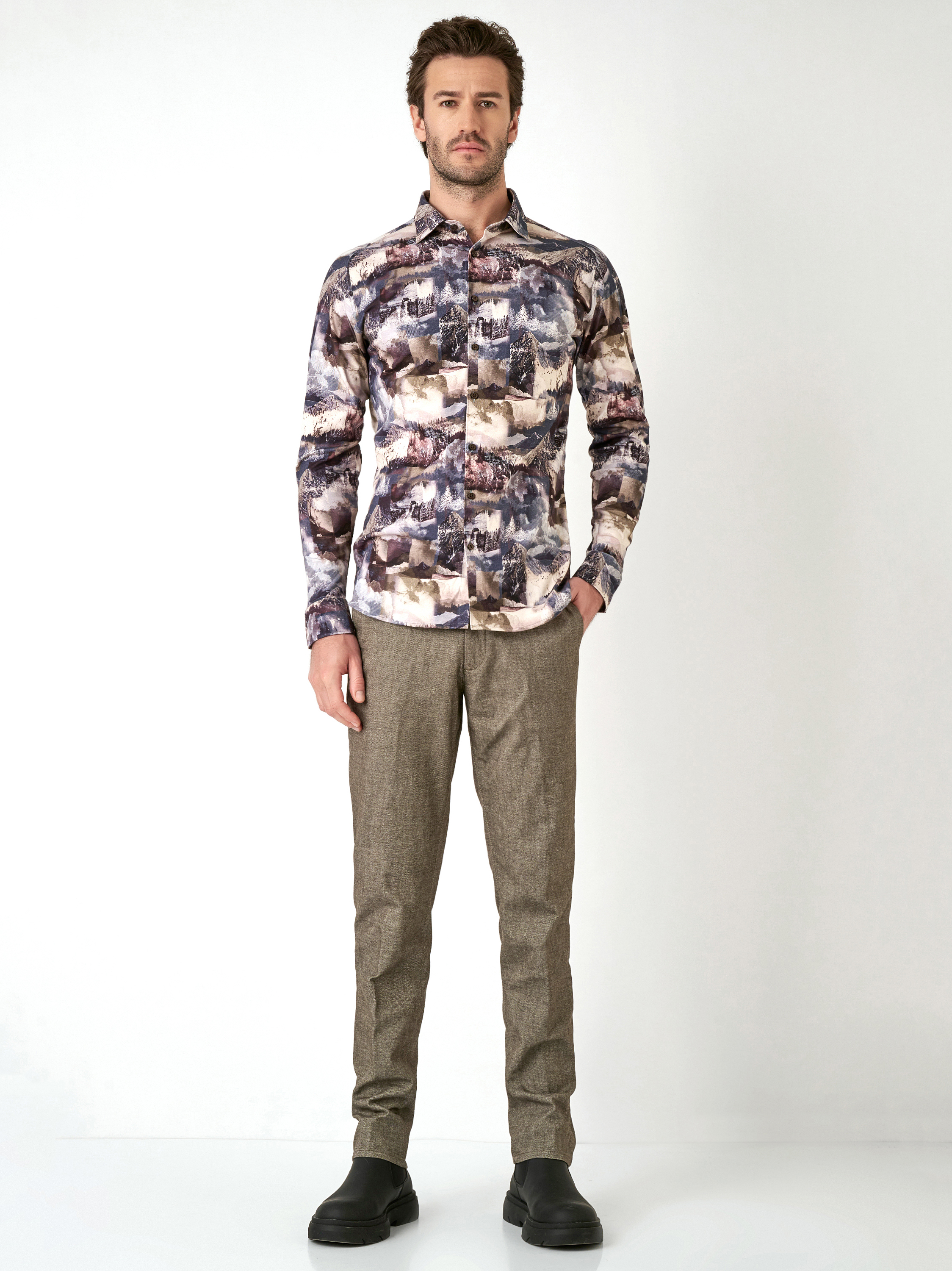 Hemd | Style »Casual Kent« brownish landscape