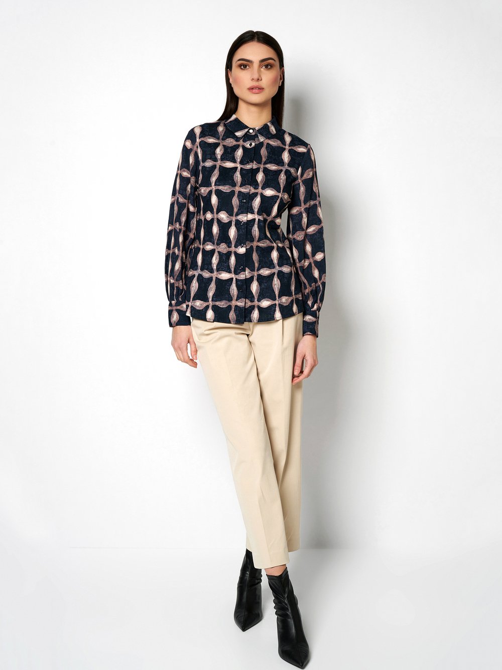 Bluse | Style »Pia« abstract pepita midnight blue