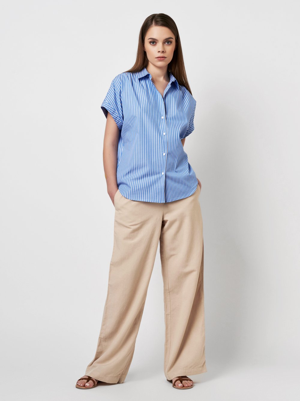 Poloshirt | Style »Florine« light blue block stripes