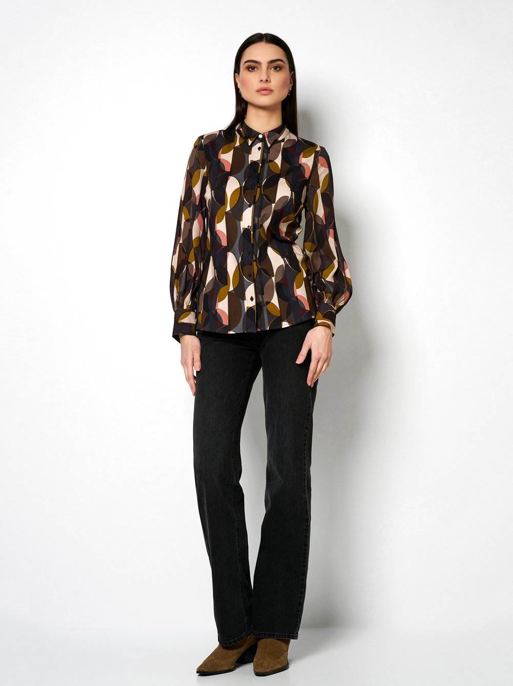 Blouse | Style »Pia« abstract circle wood