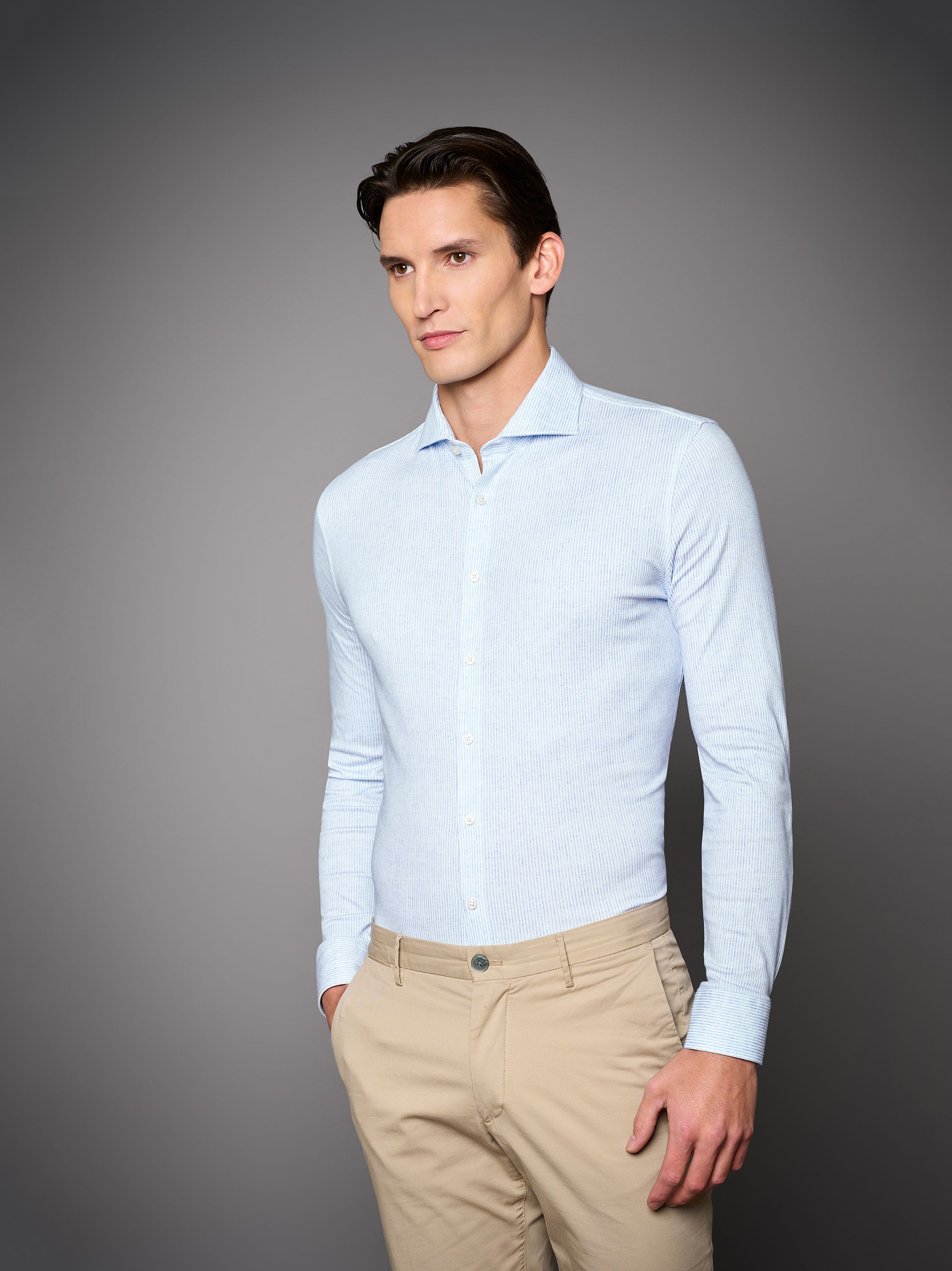 Hemd | Style »Luxury Hai« light blue stripes